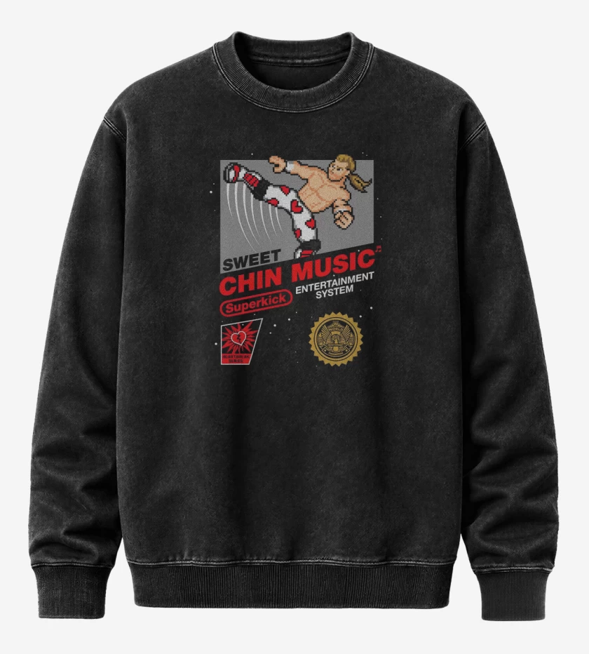 Poleron Polo Acid Wash Negro de Sweet Chin Music