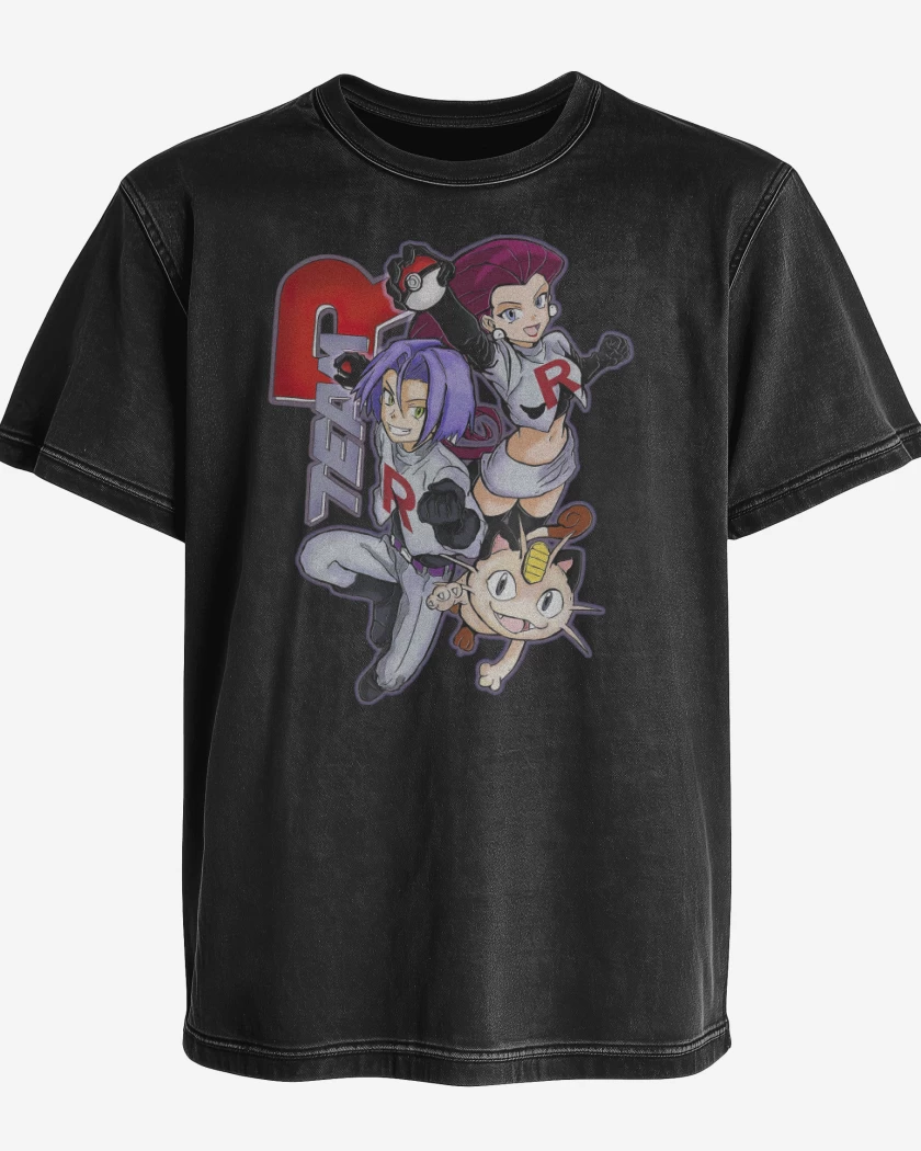 Polera desgastada Negro de Equipo Rocket!