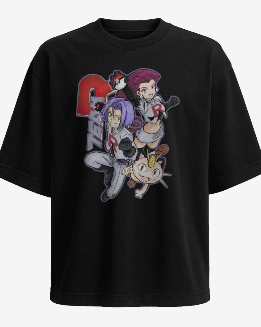 Polera Oversize Negro de Equipo Rocket!