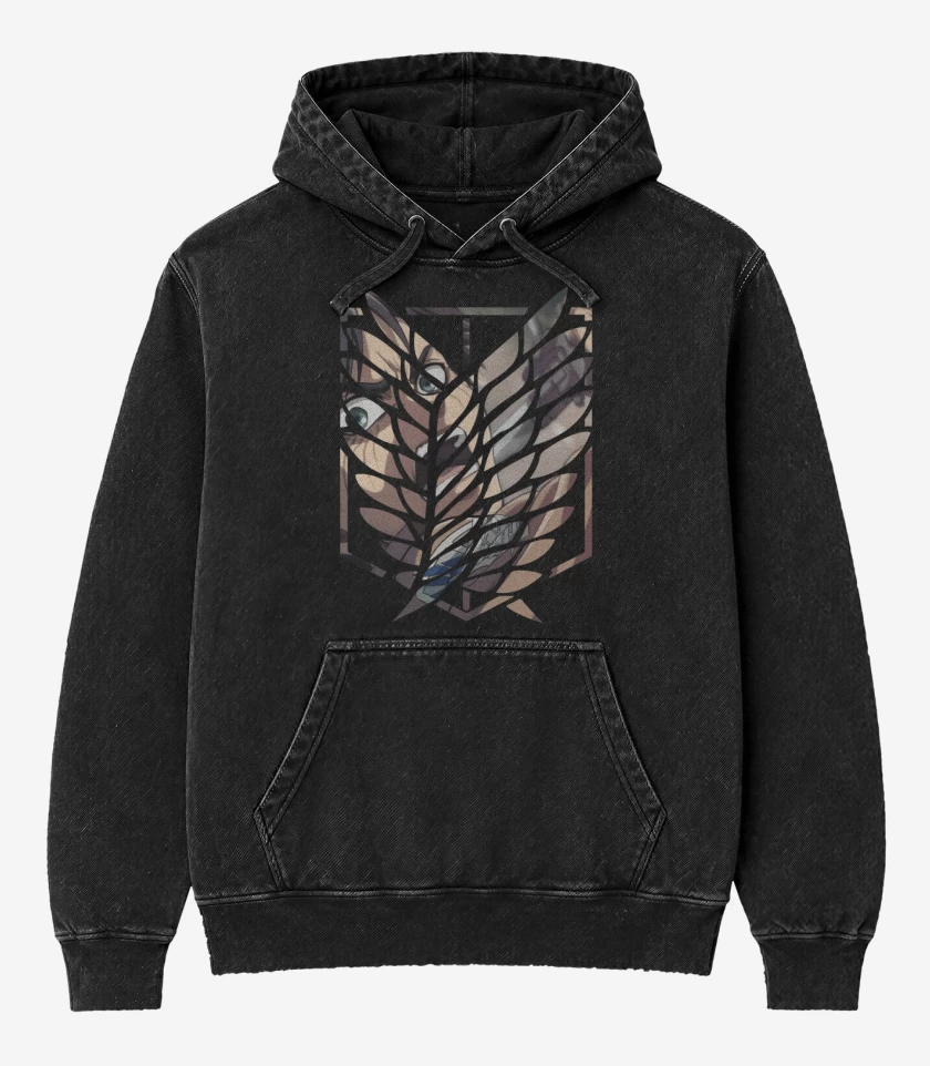 Poleron Canguro Acid Wash Negro de Eren Liberty