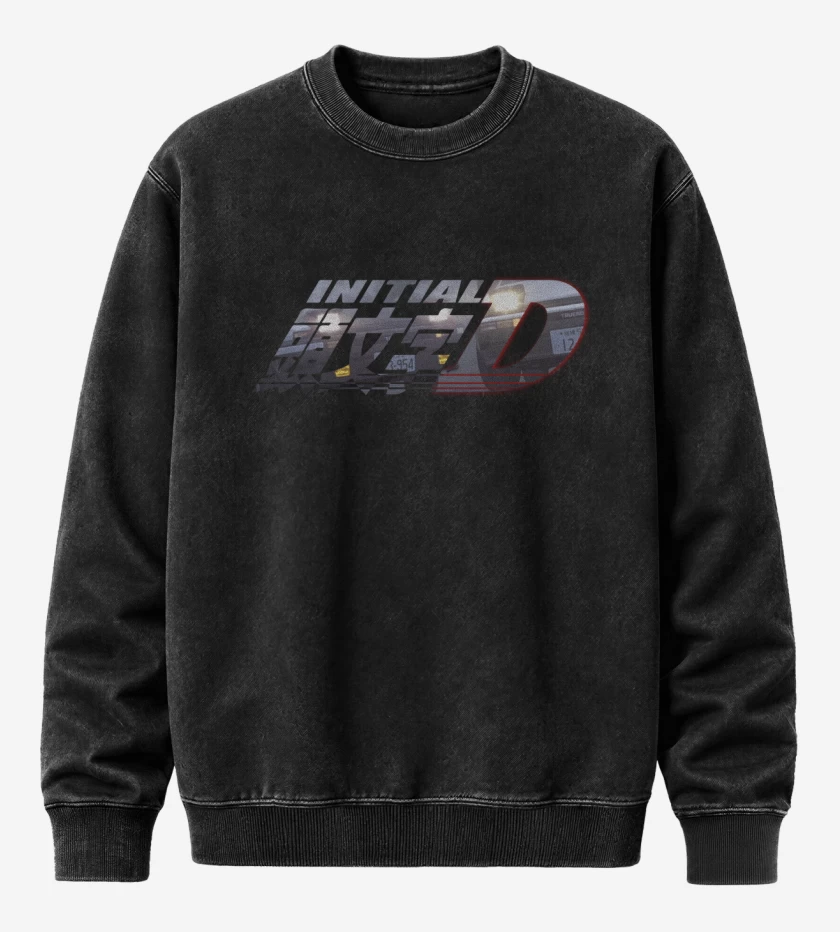 Poleron Polo Acid Wash Negro de Initial D