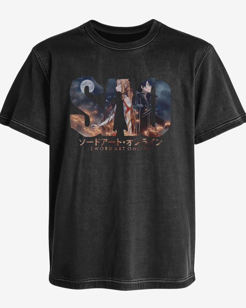 Polera desgastada Negro de Sword Art Online