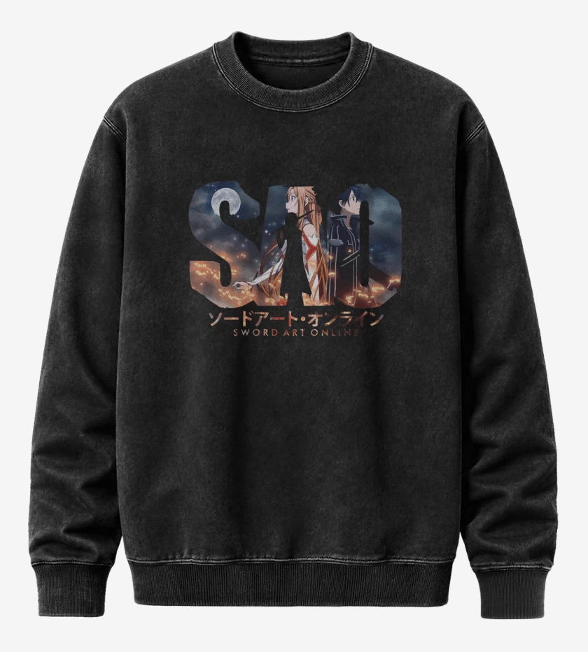 Poleron Polo Acid Wash Negro de Sword Art Online