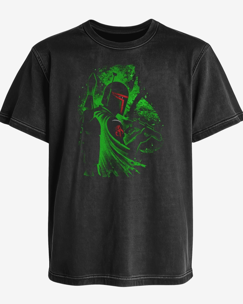 Polera desgastada Negro de Fett perfil