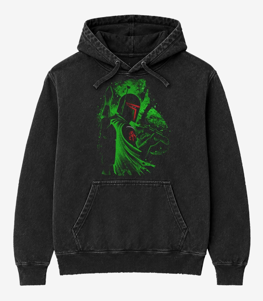 Poleron Canguro Acid Wash Negro de Fett perfil
