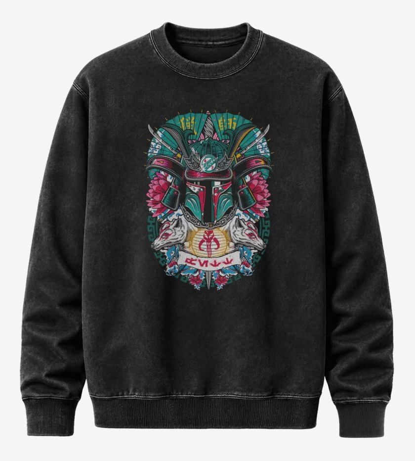 Poleron Polo Acid Wash Negro de Fett samurai