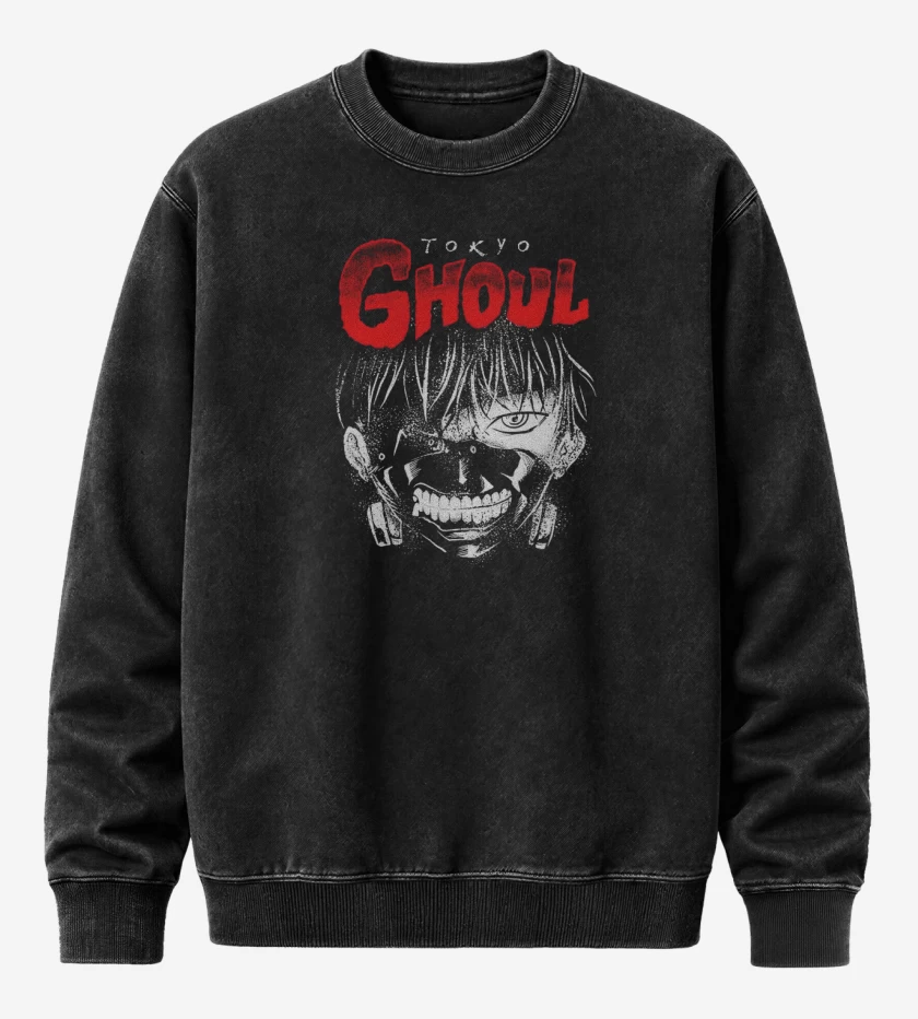 Poleron Polo Acid Wash Negro de Tokyo Ghoul