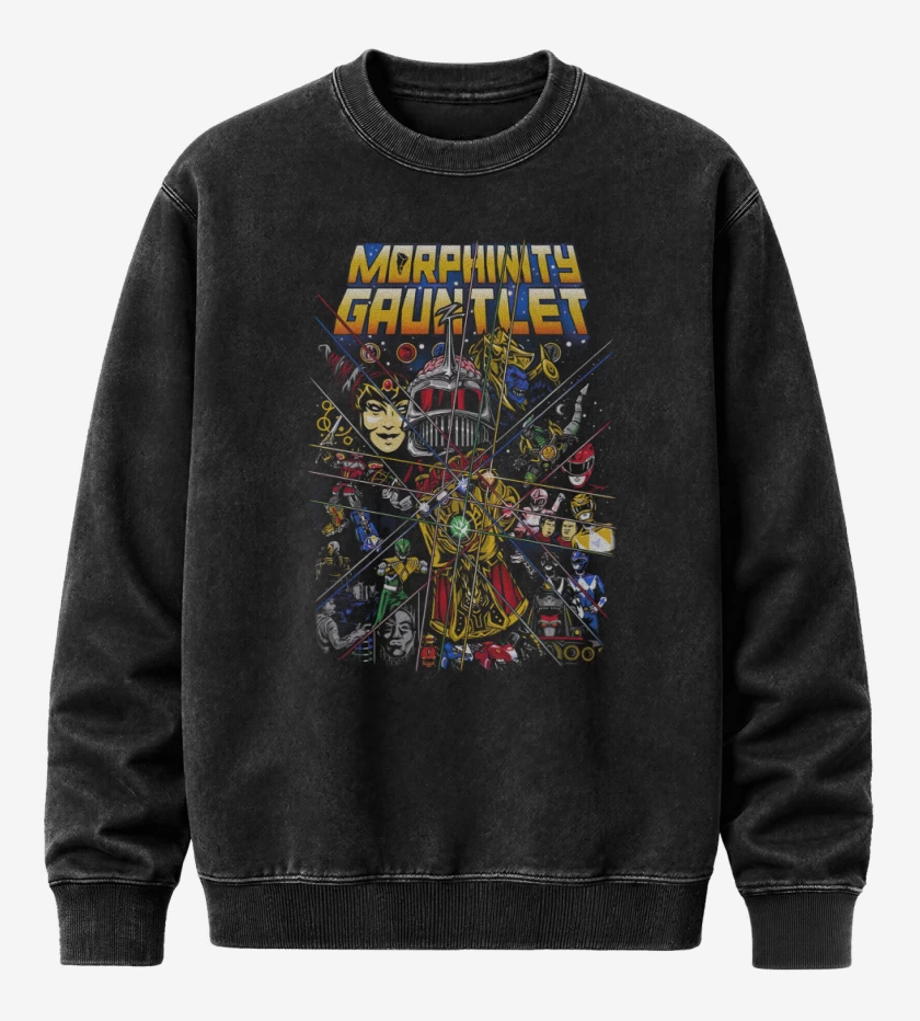 Poleron Polo Acid Wash Negro de Guantelete Morphinity