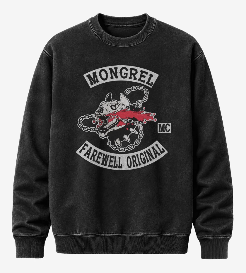 Poleron Polo Acid Wash Negro de Mongrel MC