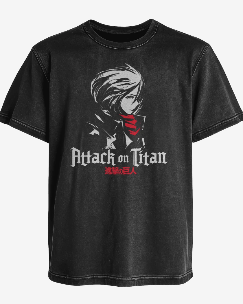 Polera desgastada Negro de Mikasa