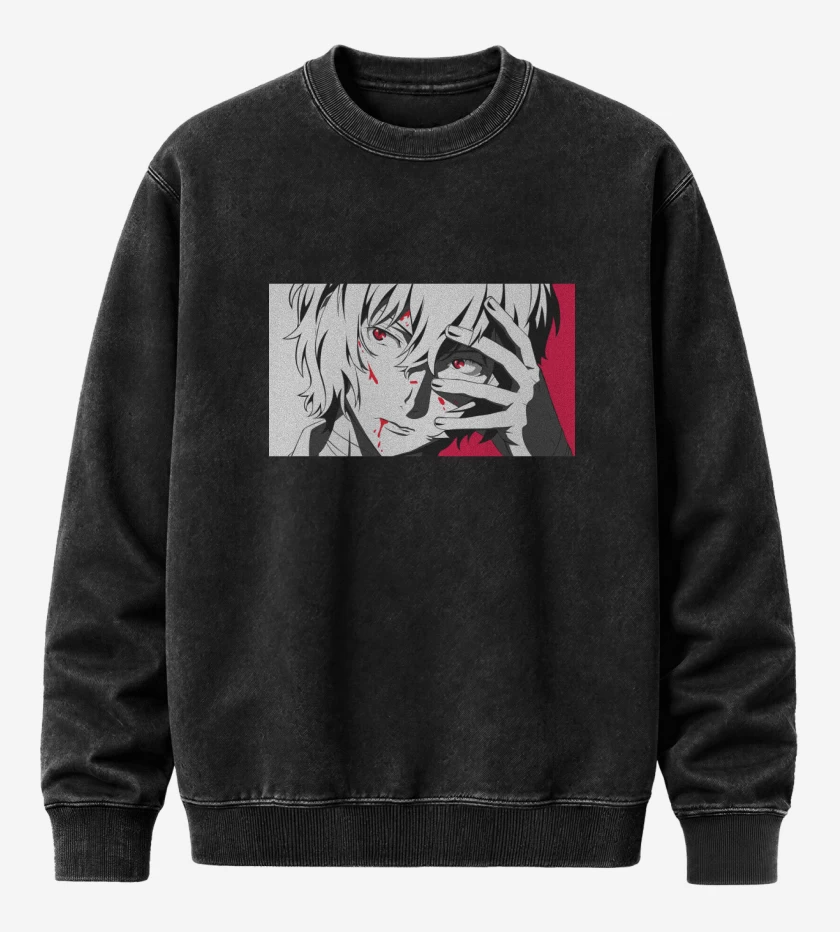 Poleron Polo Acid Wash Negro de Dazai Osamu
