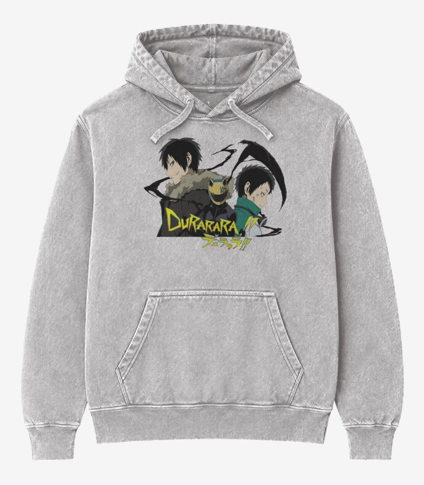 Poleron Canguro Acid Wash Gris Melange de Durarara !!