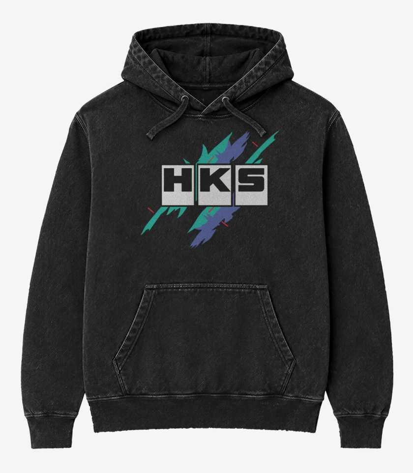 Poleron Canguro Acid Wash Negro de HKS 1