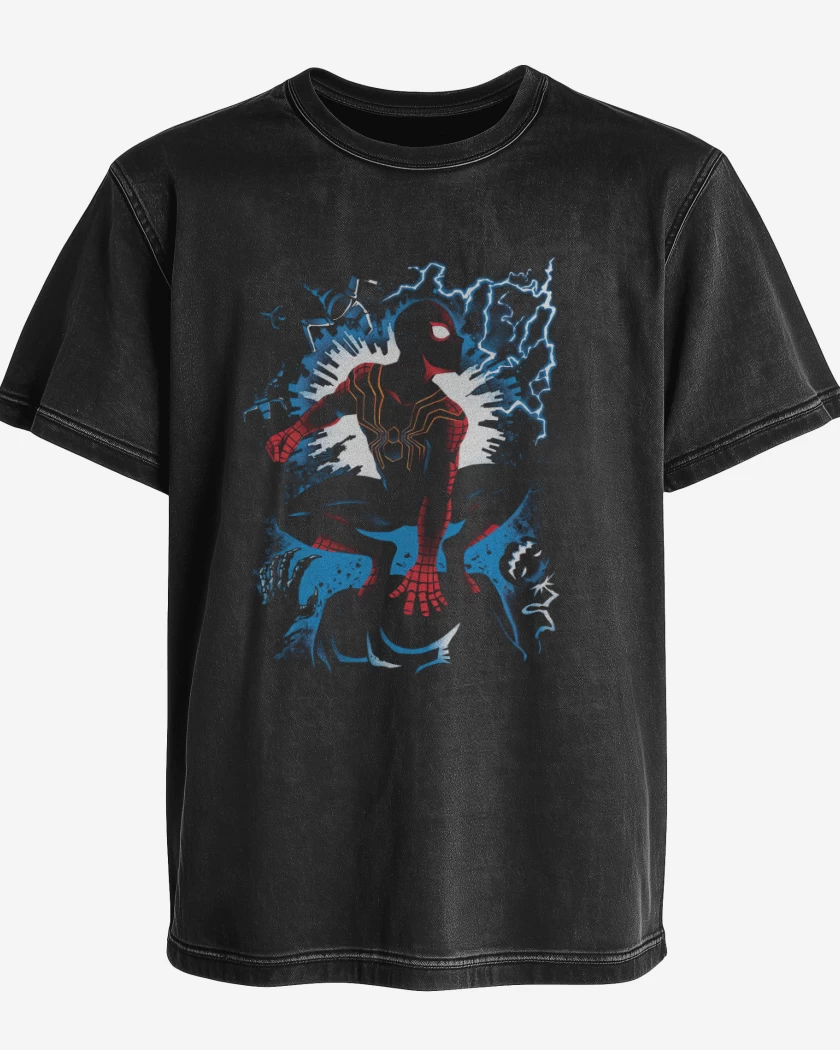 Polera desgastada Negro de Multispider