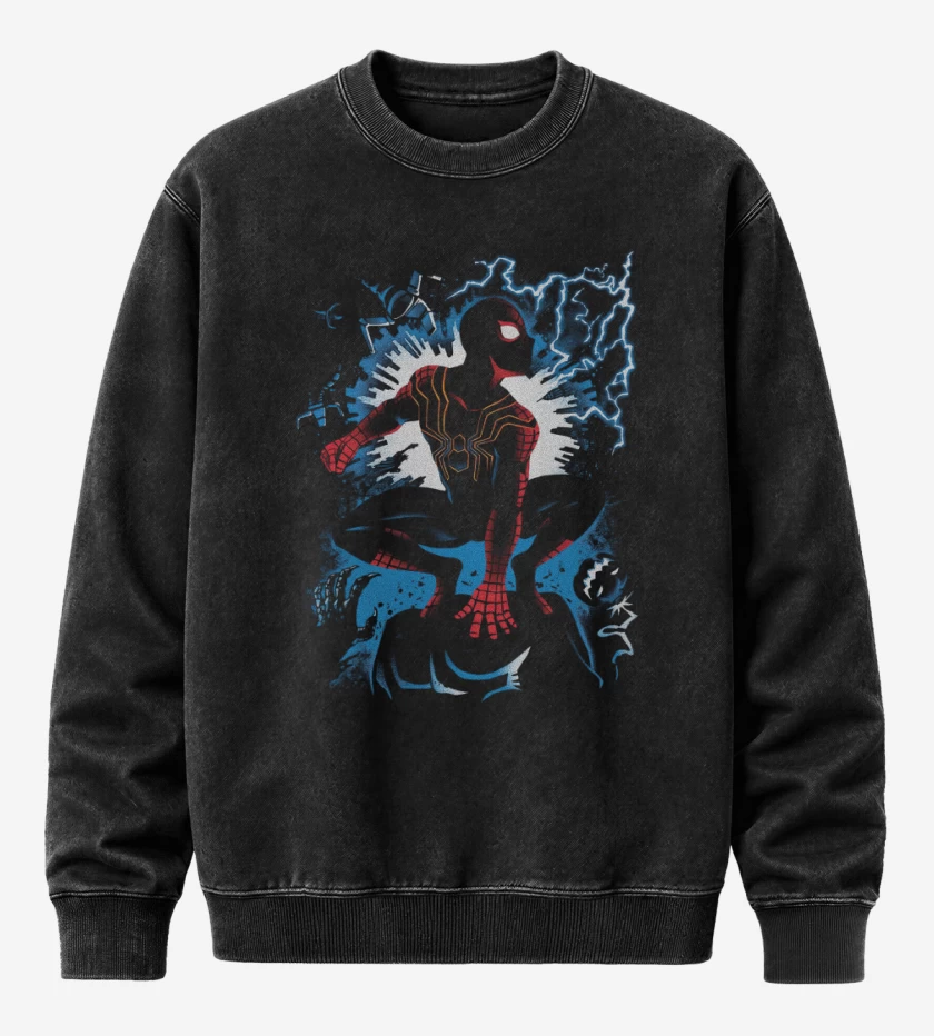 Poleron Polo Acid Wash Negro de Multispider