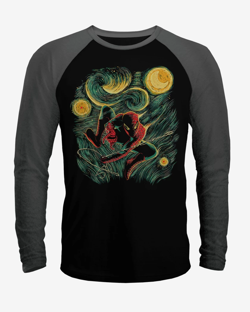Polera Raglan Negro / Negro Heather de Spider van gogh