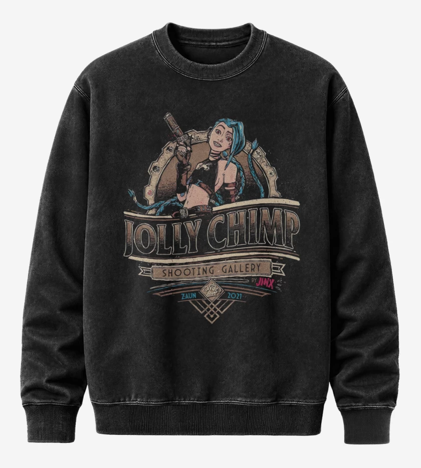 Poleron Polo Acid Wash Negro de Jinx Shotting Galery