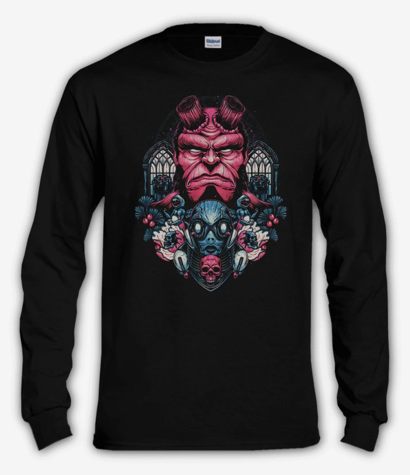 Polera manga larga Negro de Hellboy and Sapiens