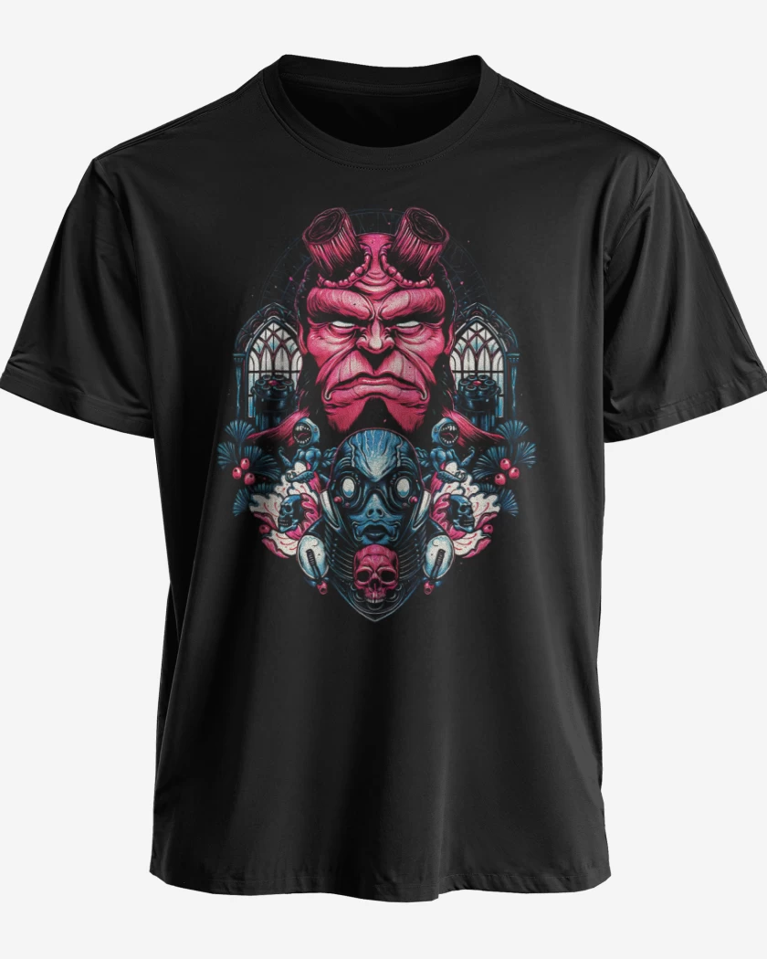Polera premium Negro de Hellboy and Sapiens