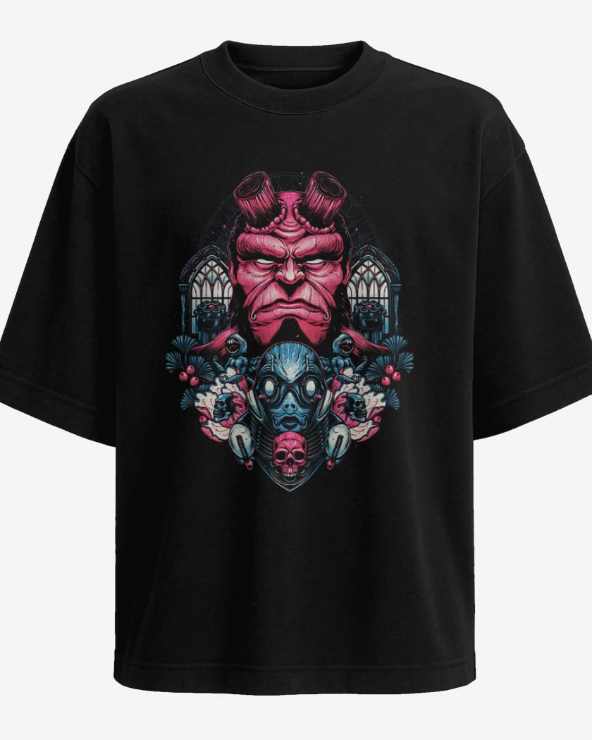 Polera Oversize Negro de Hellboy and Sapiens