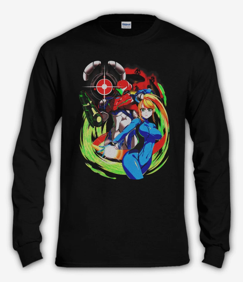 Polera manga larga Negro de Samus Metroid