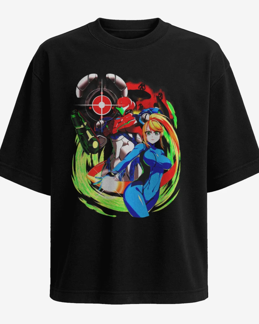 Polera Oversize Negro de Samus Metroid