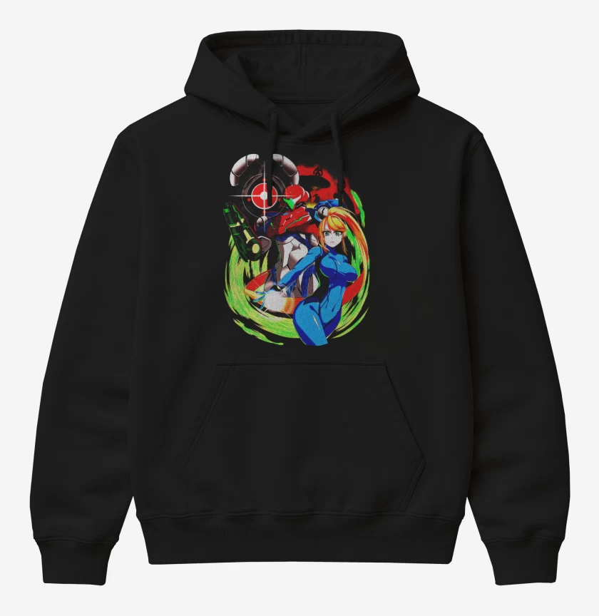Poleron Canguro básico Negro de Samus Metroid