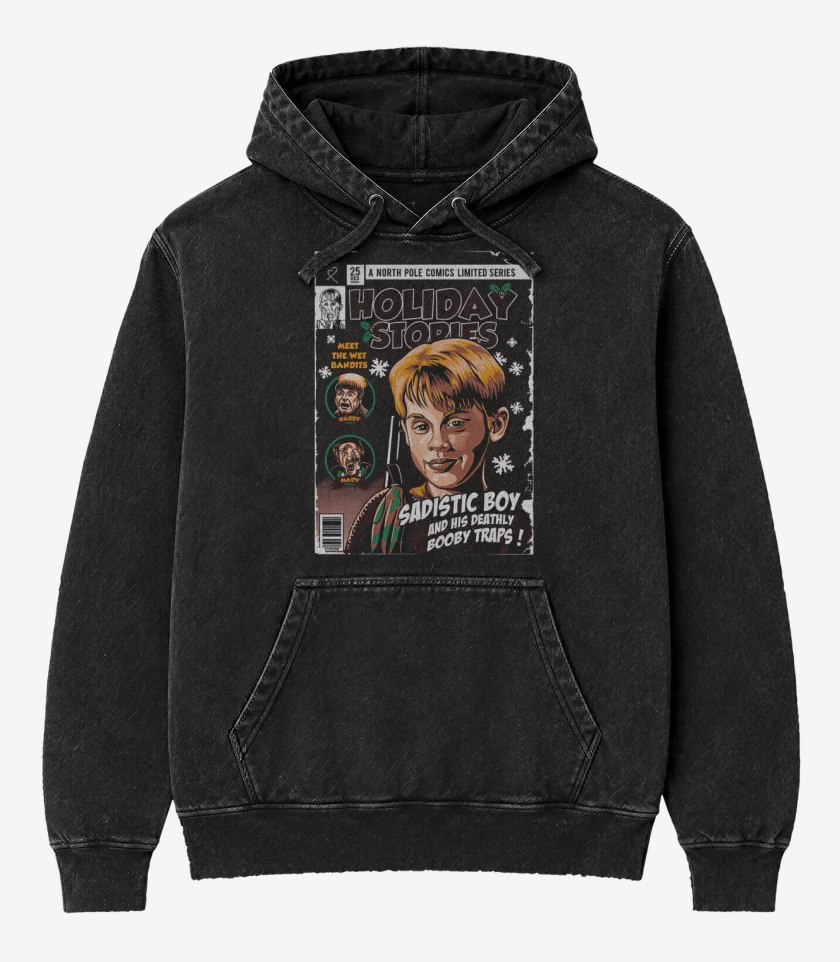 Poleron Canguro Acid Wash Negro de Kevin