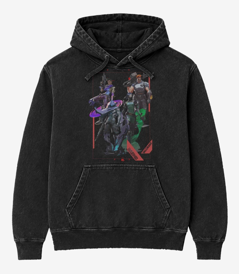 Poleron Canguro Acid Wash Negro de Controllers Valorant