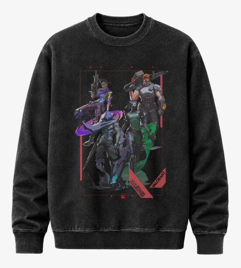 Poleron Polo Acid Wash Negro de Controllers Valorant