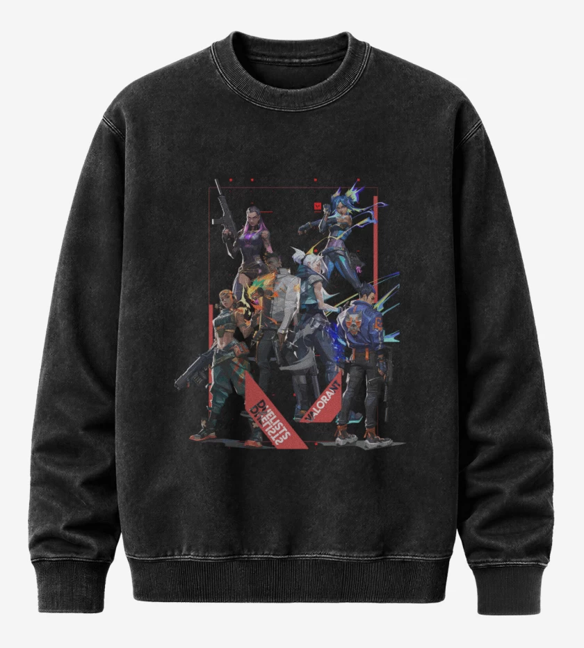 Poleron Polo Acid Wash Negro de Duelists Valorant
