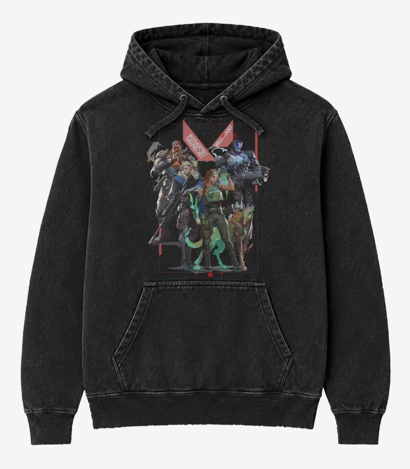 Poleron Canguro Acid Wash Negro de Initiators Valorant