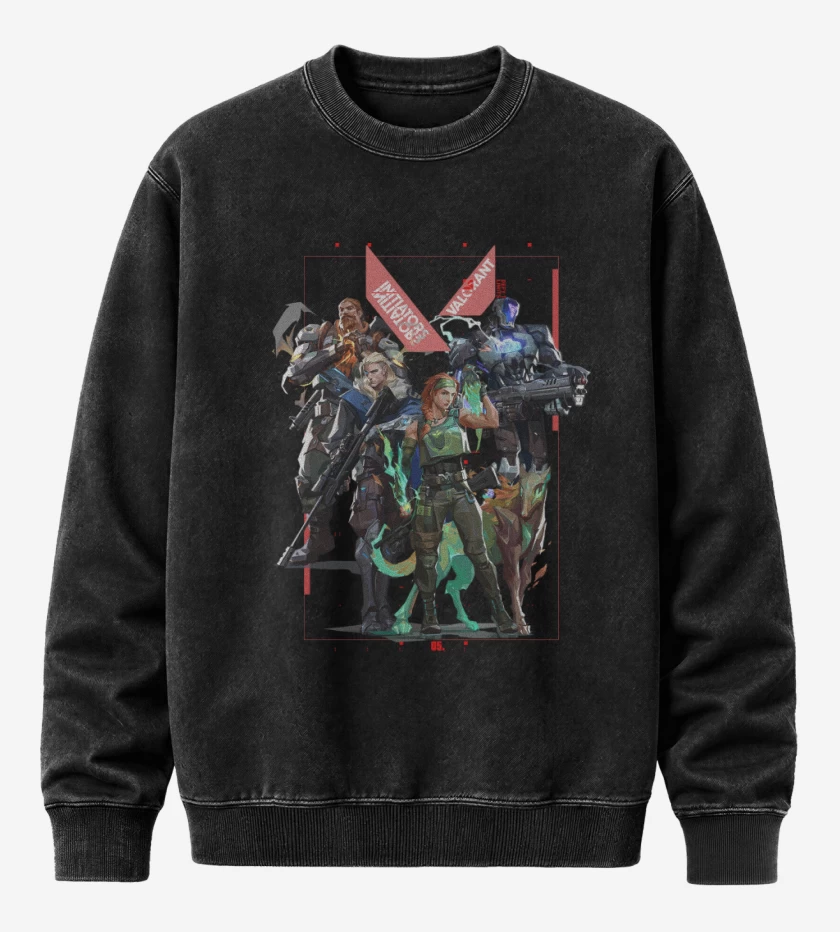 Poleron Polo Acid Wash Negro de Initiators Valorant