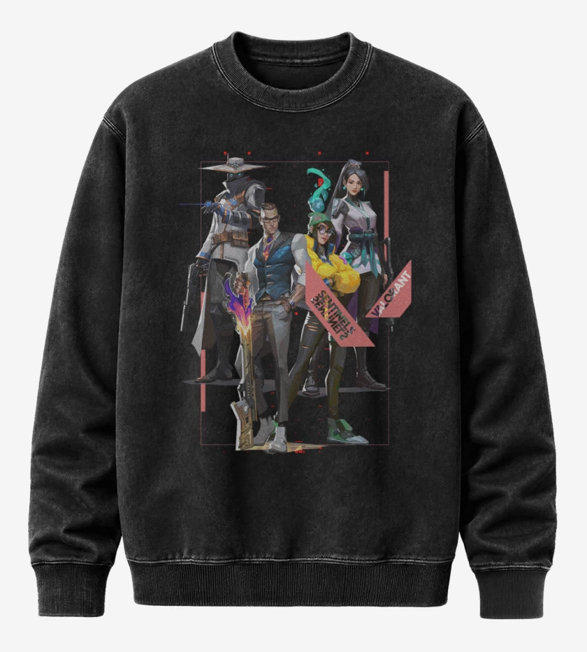 Poleron Polo Acid Wash Negro de Sentinels Valorant