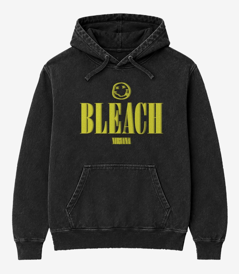 Poleron Canguro Acid Wash Negro de Bleach