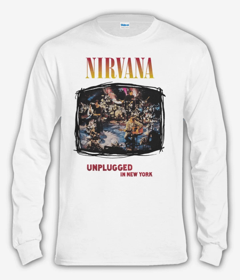 Polera manga larga Blanco de Unplugged nirvana 