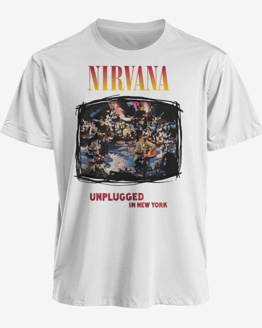 Polera premium Blanco de Unplugged nirvana 