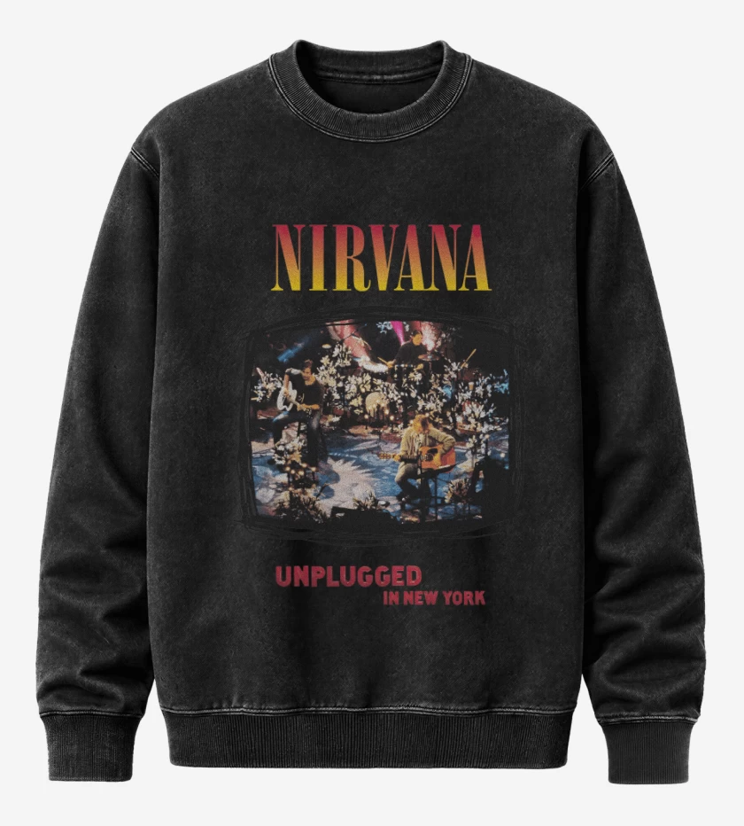 Poleron Polo Acid Wash Negro de Unplugged nirvana 