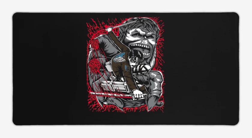 Mouse pad Gamer Negro de Levi x Titan Bestia