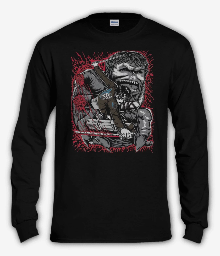 Polera manga larga Negro de Levi x Titan Bestia