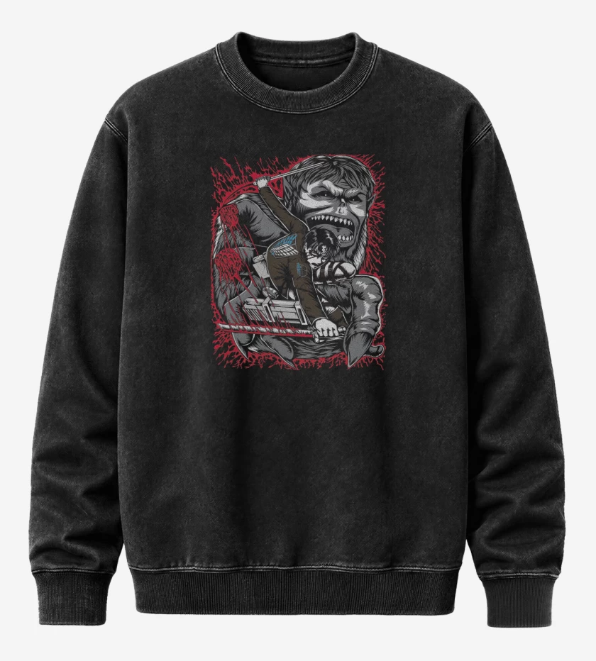 Poleron Polo Acid Wash Negro de Levi x Titan Bestia