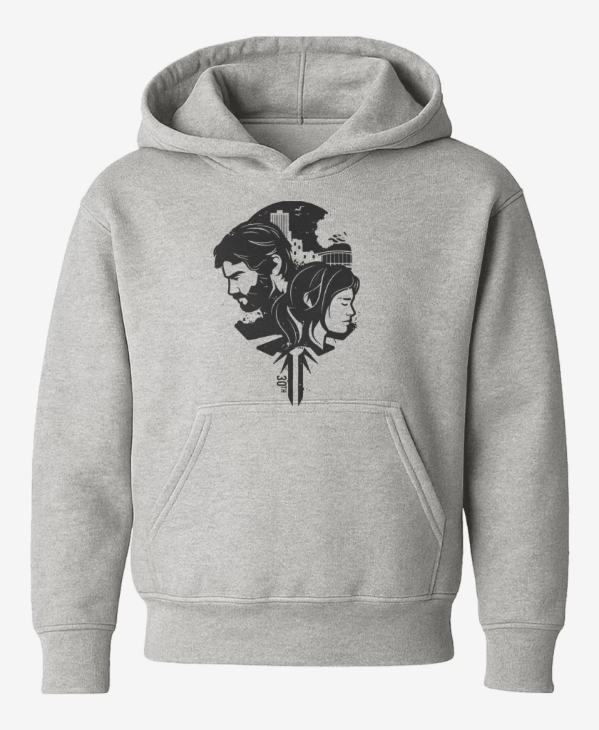 Poleron de niño Gris Melange de TLOU - Joe & Ellie B&W