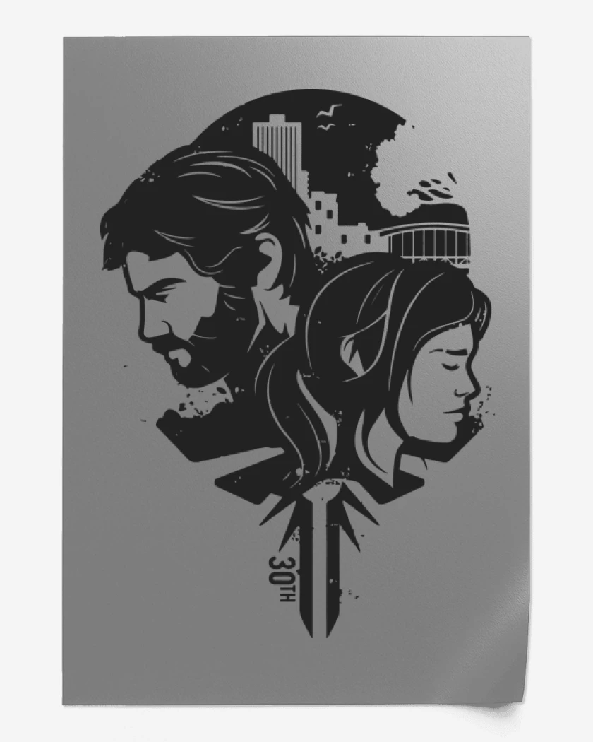 Print TLOU - Joe & Ellie B&W