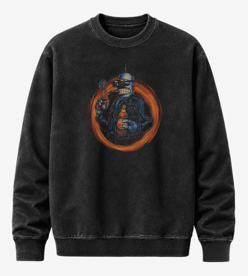Poleron Polo Acid Wash Negro de Benderminator