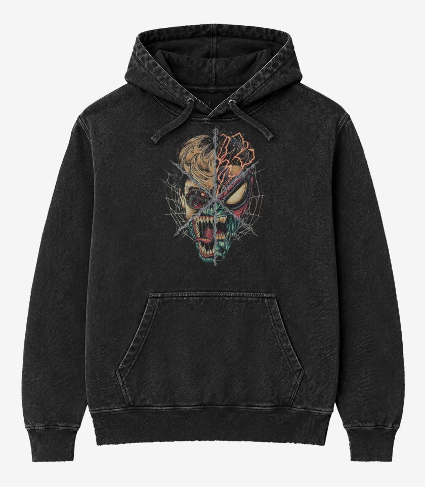 Poleron Canguro Acid Wash Negro de The Multiverse is Calling