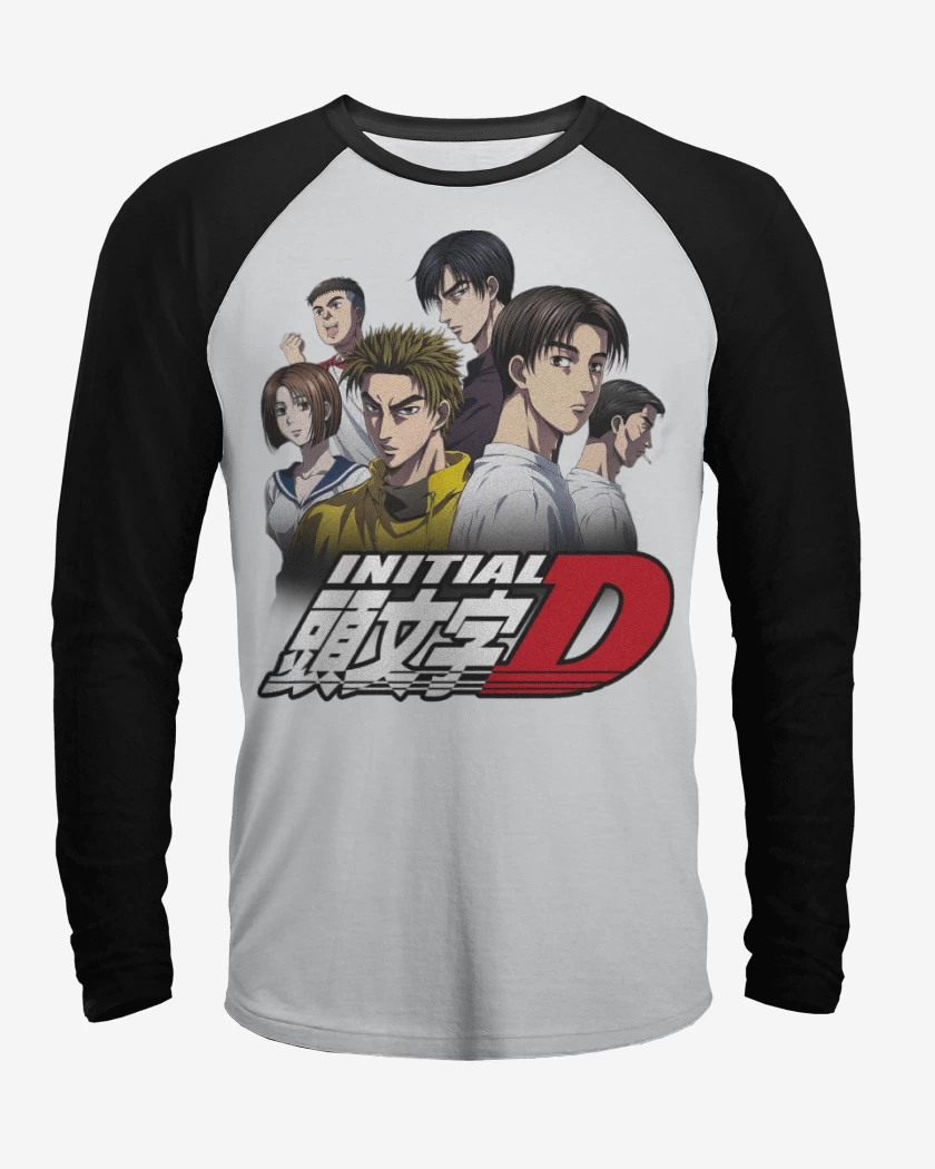 Polera Raglan Blanco / Negro de Initial D