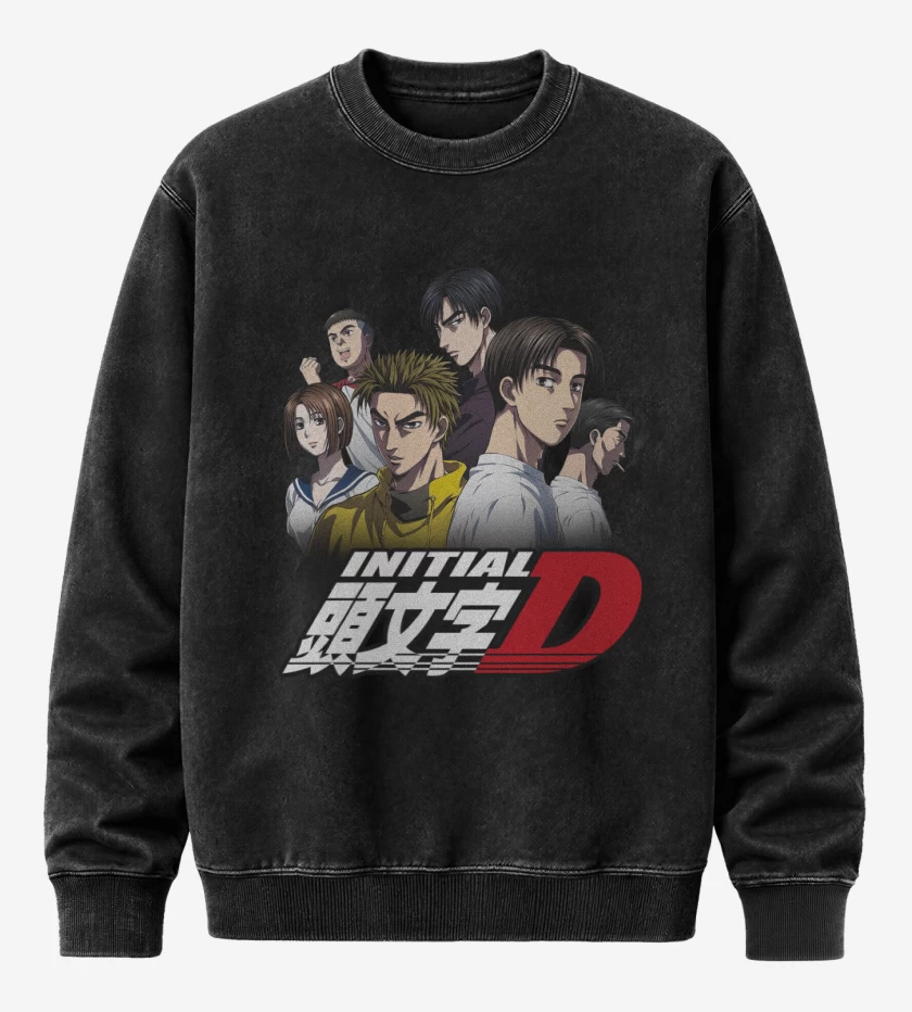 Poleron Polo Acid Wash Negro de Initial D