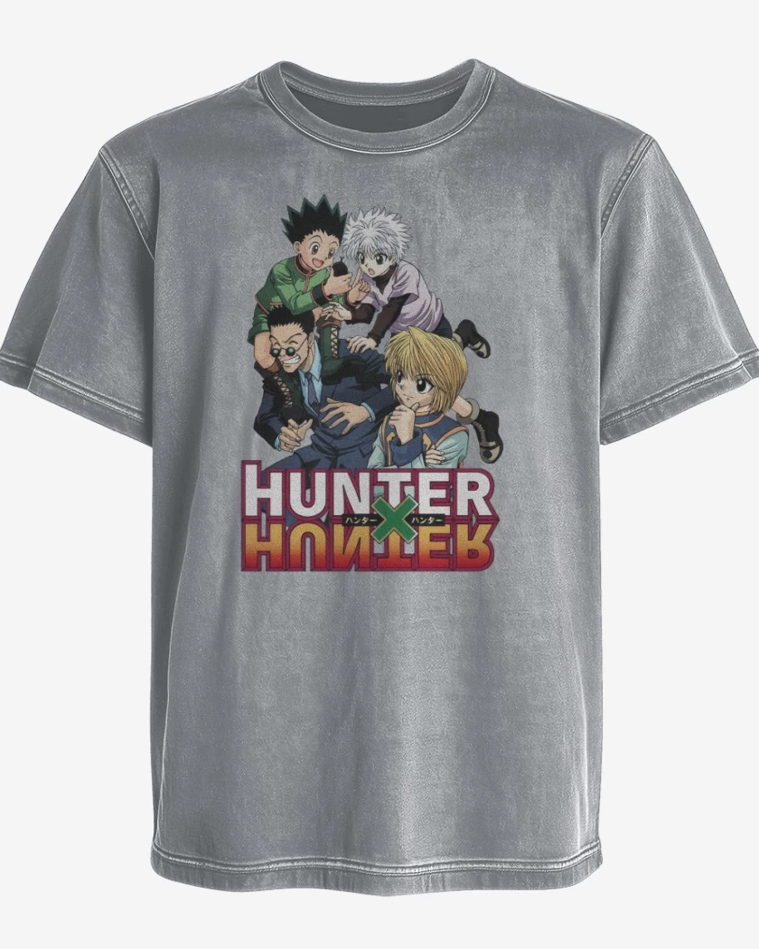 Polera desgastada Gris Melange de Hunter x Hunter