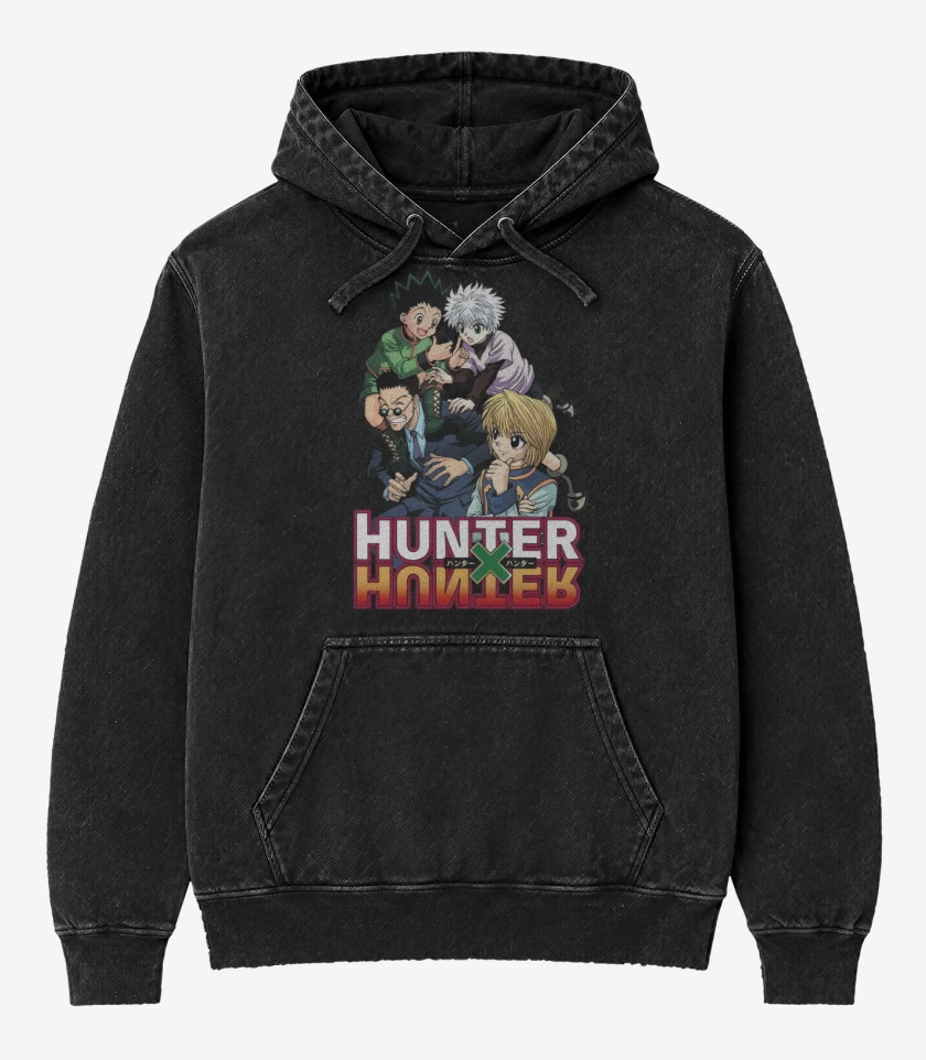 Poleron Canguro Acid Wash Negro de Hunter x Hunter