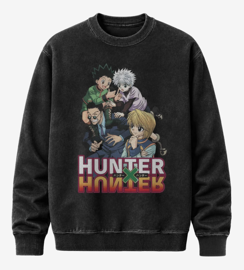 Poleron Polo Acid Wash Negro de Hunter x Hunter